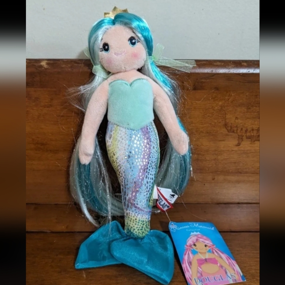 Douglas Ciara Aqua Blue Princess Mermaid Plush Stuffed Doll Toy
